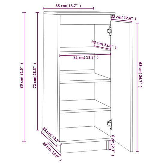 Boris Pinewood Shoe Storage Cabinet With 1 Door In Black