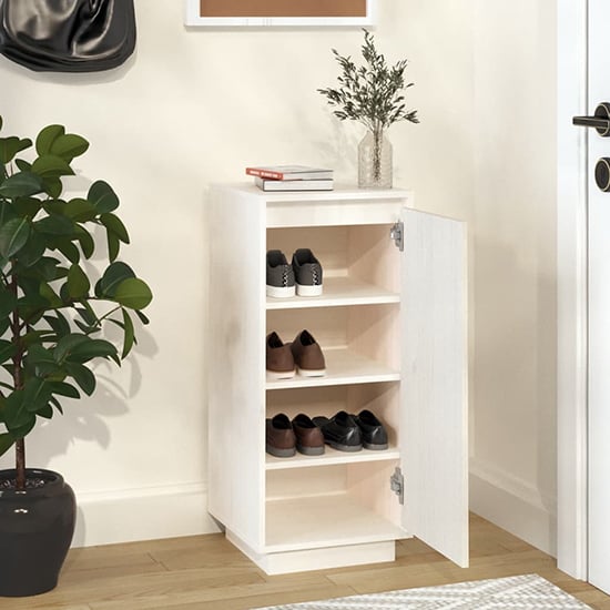 Boris Pinewood Shoe Storage Cabinet With 1 Door In White_2