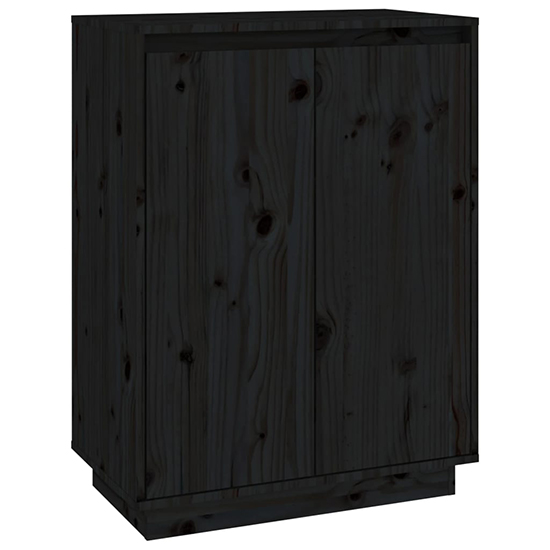 Boris Pinewood Shoe Storage Cabinet With 2 Doors In Black_3