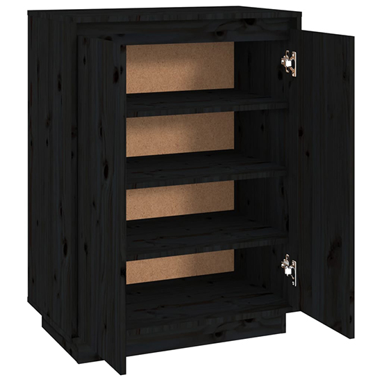 Boris Pinewood Shoe Storage Cabinet With 2 Doors In Black_5