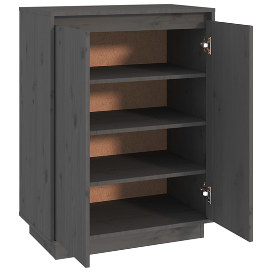 Boris Pinewood Shoe Storage Cabinet With 2 Doors In Grey_5