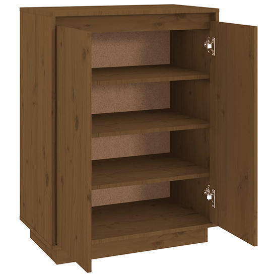 Boris Pinewood Shoe Storage Cabinet With 2 Doors In Honey Brown_5