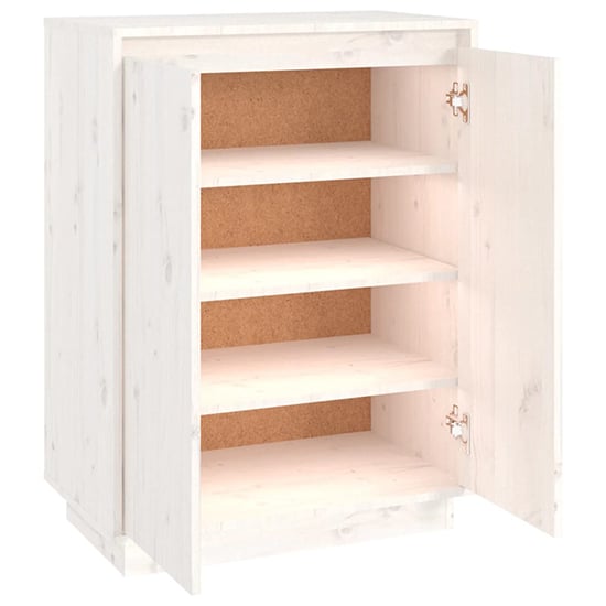 Boris Pinewood Shoe Storage Cabinet With 2 Doors In White_5