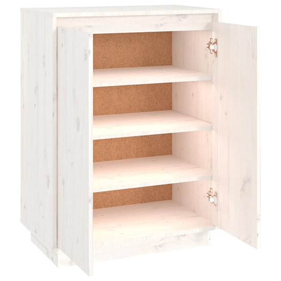 Boris Pinewood Shoe Storage Cabinet With 2 Doors In White