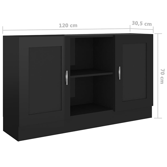 Borna High Gloss Sideboard With 2 Doors In Black_6