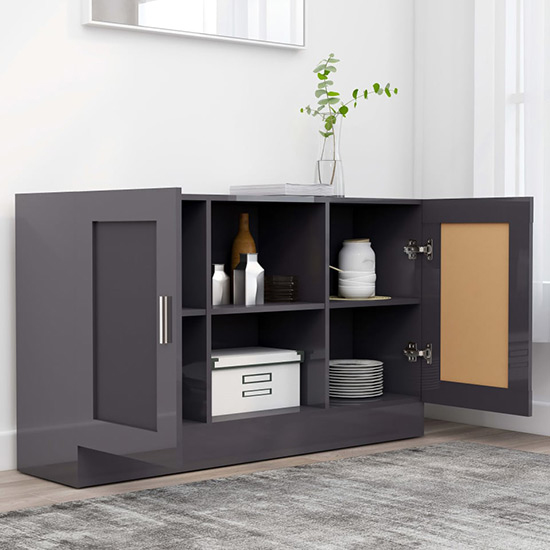 Borna High Gloss Sideboard With 2 Doors In Grey_2