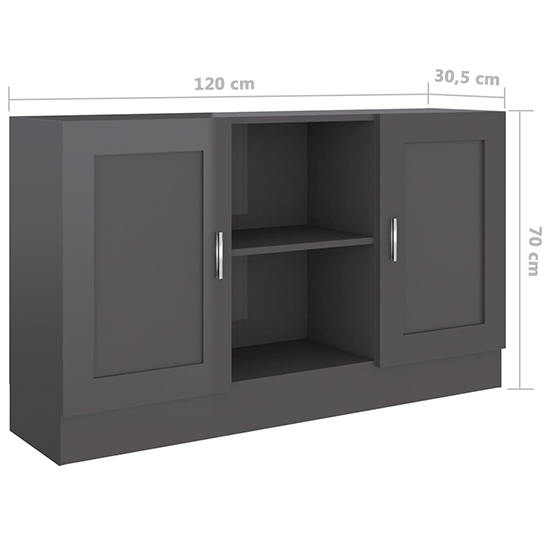 Borna High Gloss Sideboard With 2 Doors In Grey_6