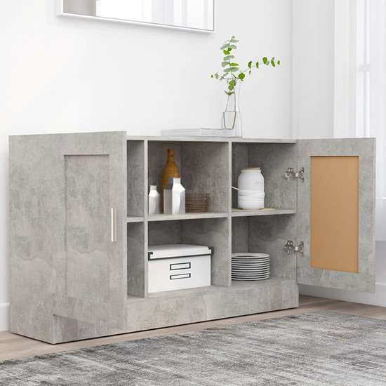 Borna Wooden Sideboard With 2 Doors In Concrete Effect_2