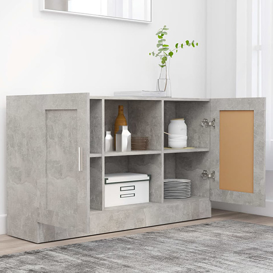 Borna Wooden Sideboard With 2 Doors In Concrete Effect