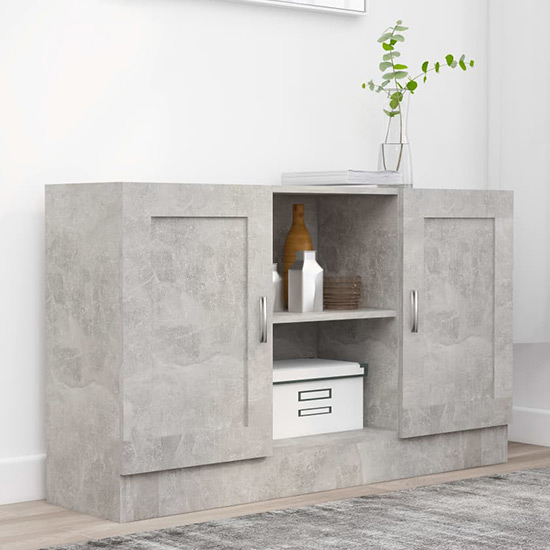 Borna Wooden Sideboard With 2 Doors In Concrete Effect
