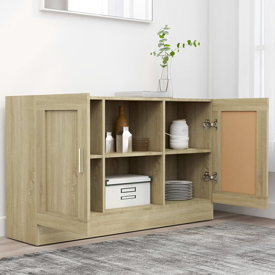 Borna Wooden Sideboard With 2 Doors In Sonoma Oak