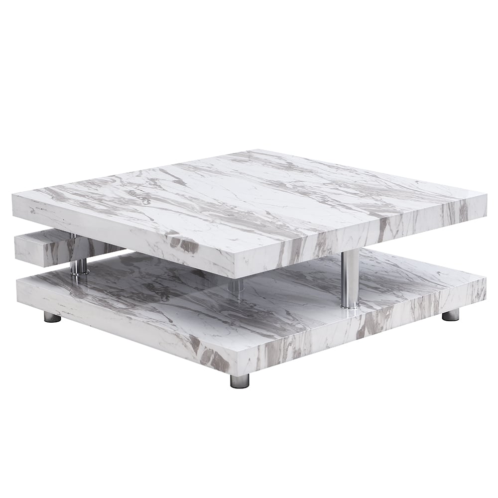 Borneo High Gloss Coffee Table Square In Filo Marble Effect