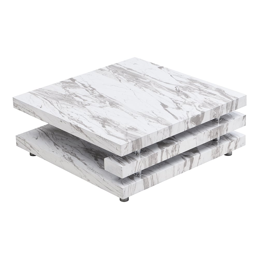 Borneo High Gloss Coffee Table Square In Filo Marble Effect