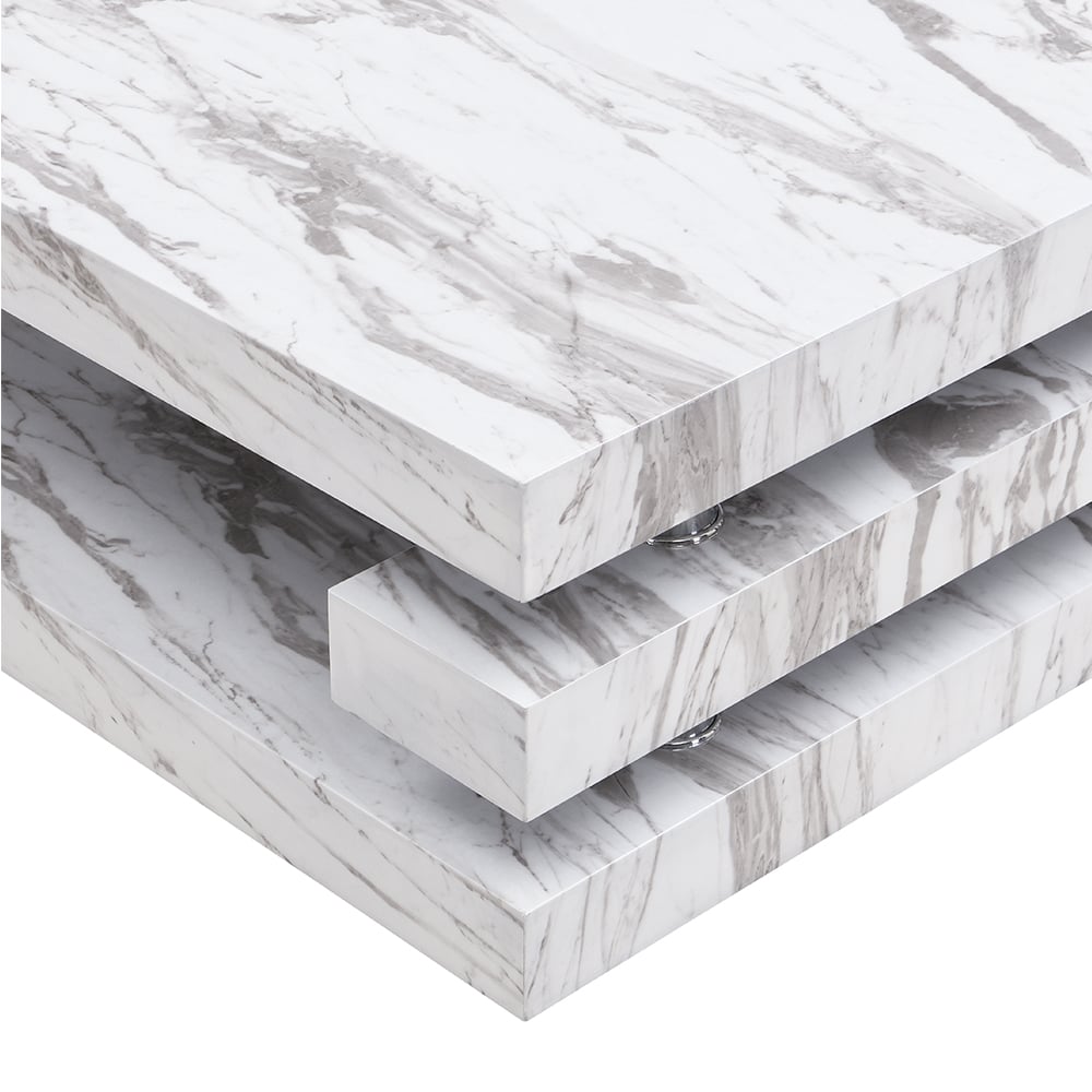 Borneo High Gloss Coffee Table Square In Filo Marble Effect