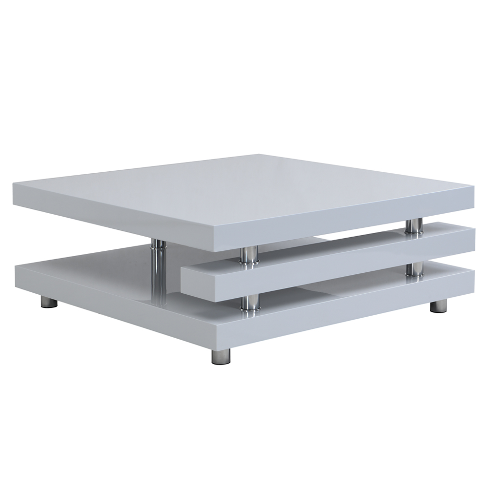 Borneo Square High Gloss Coffee Table In Light Grey