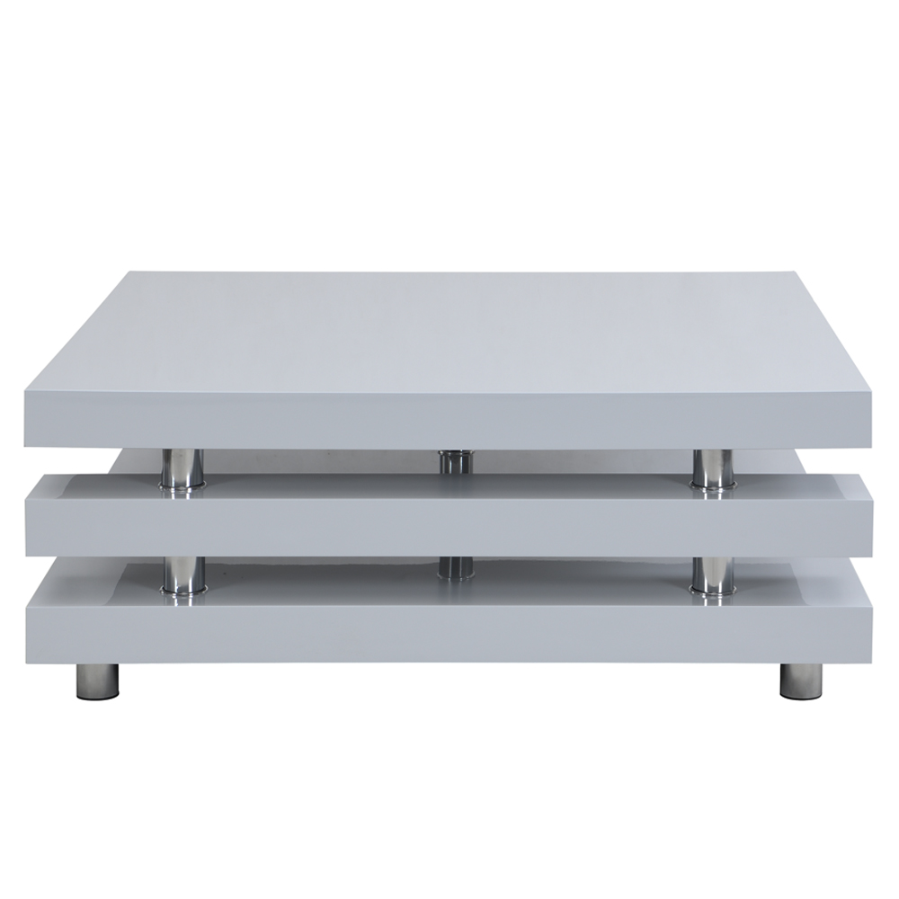 Borneo Square High Gloss Coffee Table In Light Grey
