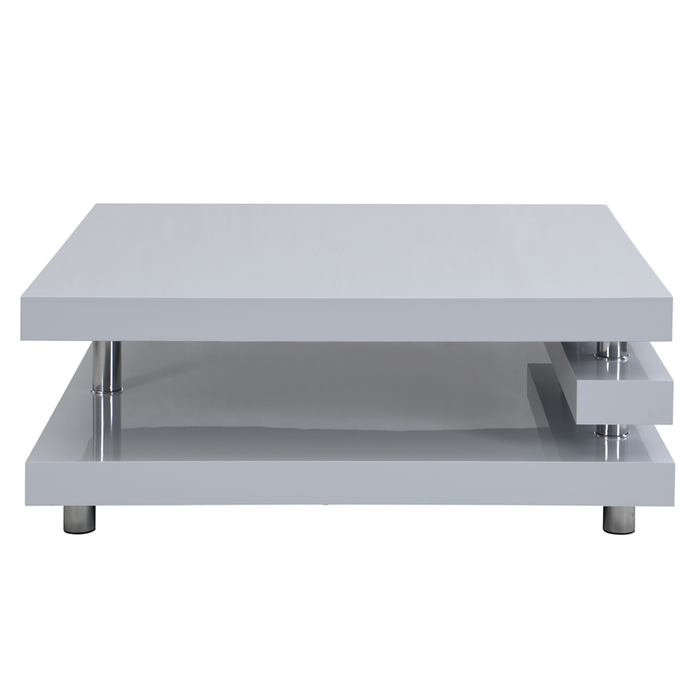 Borneo Square High Gloss Coffee Table In Light Grey