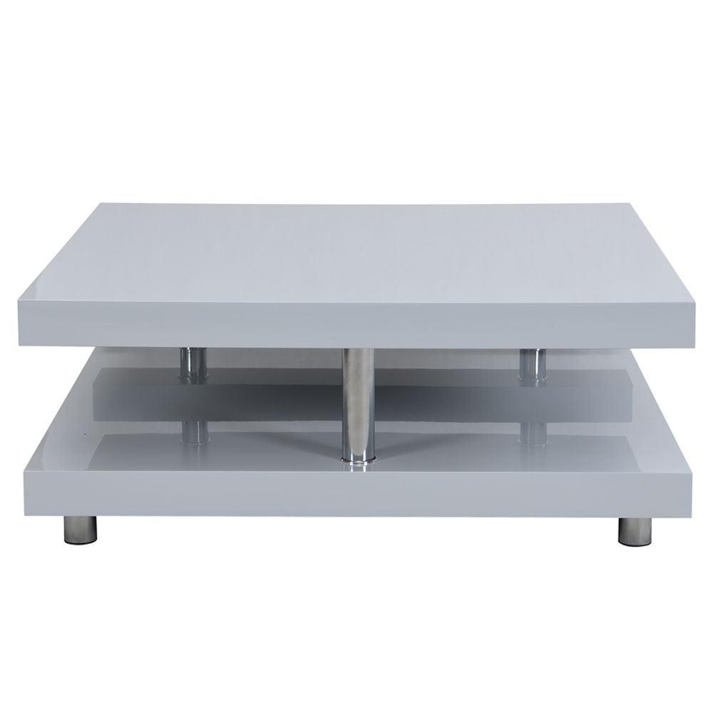 Borneo Square High Gloss Coffee Table In Light Grey