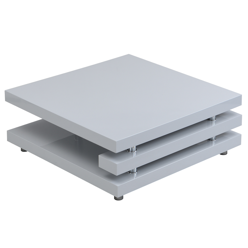 Borneo Square High Gloss Coffee Table In Light Grey