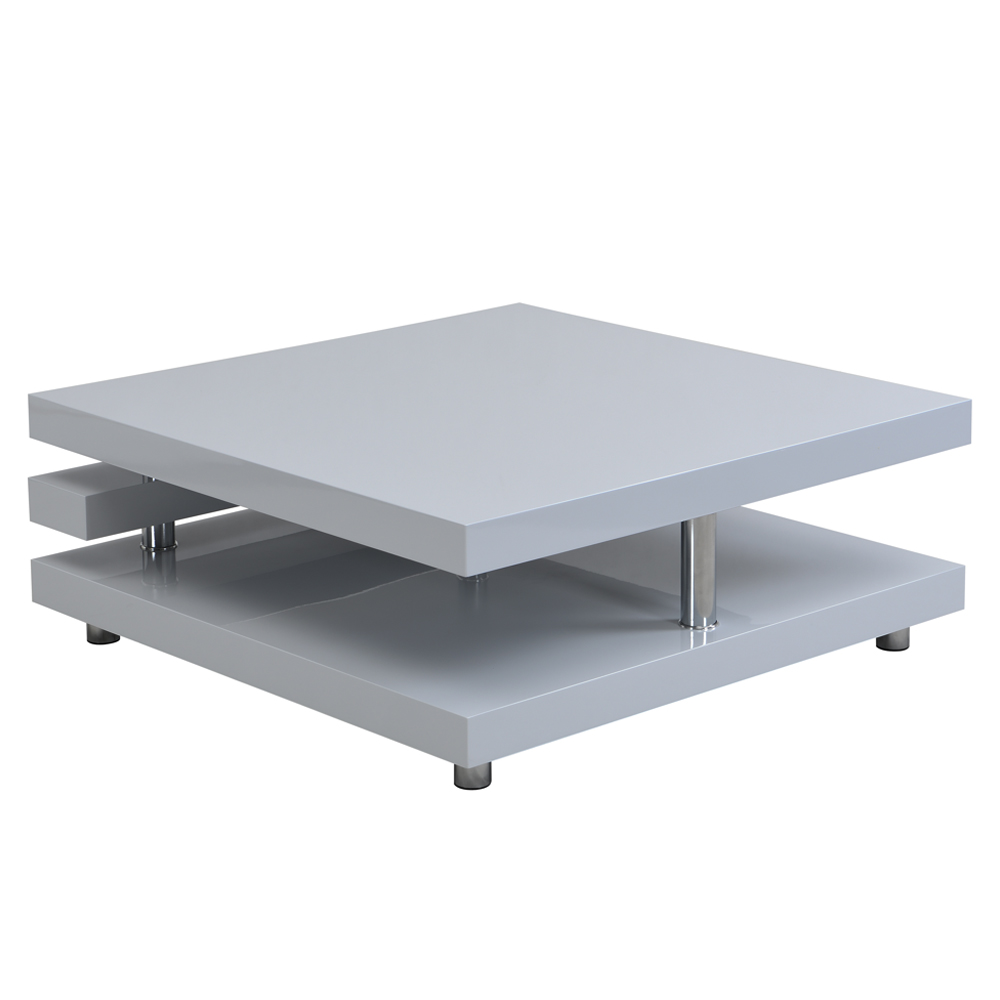 Borneo Square High Gloss Coffee Table In Light Grey