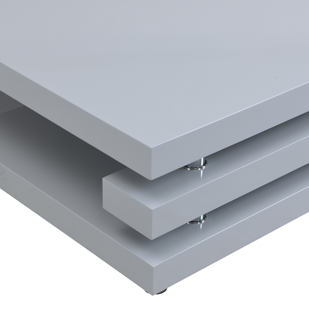 Borneo Square High Gloss Coffee Table In Light Grey
