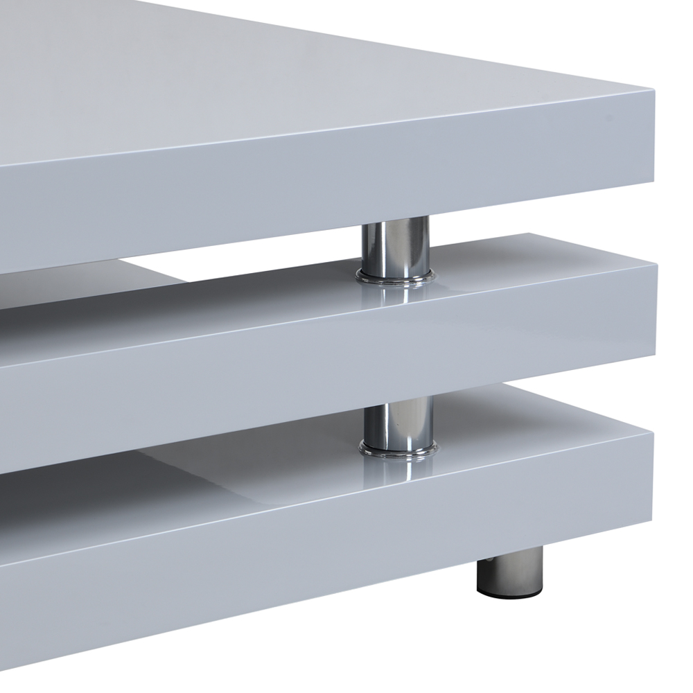 Borneo Square High Gloss Coffee Table In Light Grey