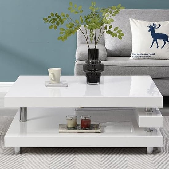 Borneo High Gloss Coffee Table Square In White_2