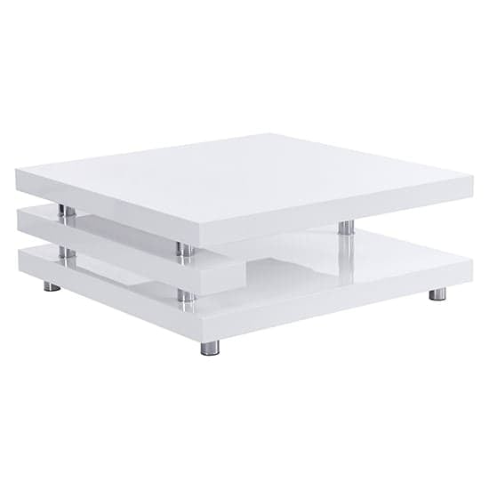 Borneo High Gloss Coffee Table Square In White_4