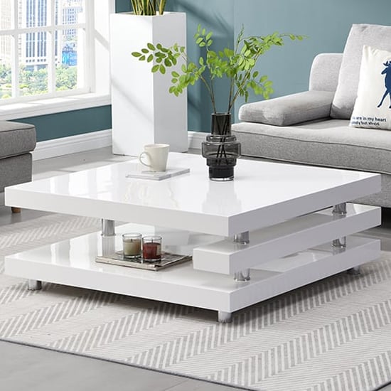 Product photograph of Borneo High Gloss Coffee Table Square In White from Furniture in Fashion