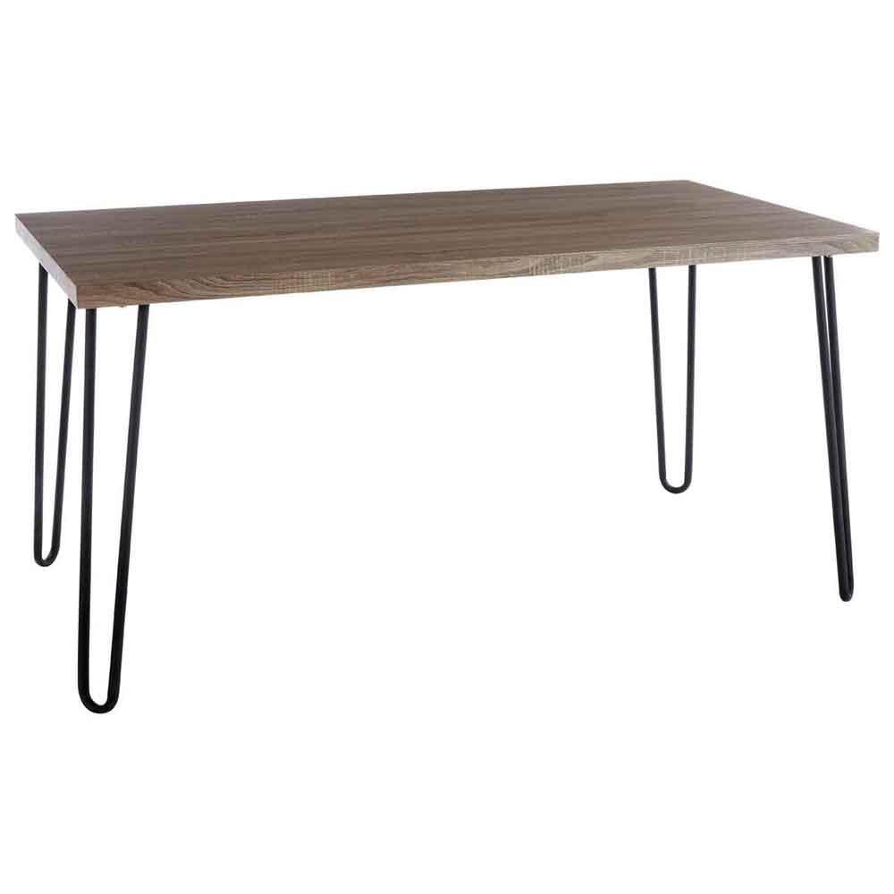 Boroh Wooden Dining Table With Metal Legs - Veneer
