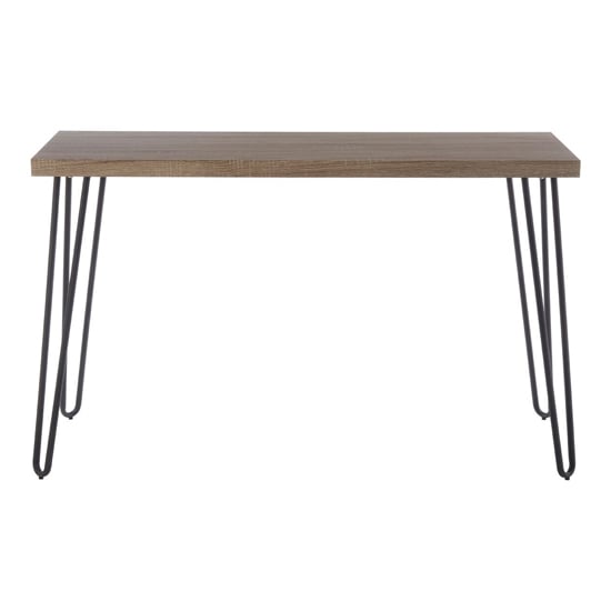 Boroh Wooden Console Table With Black Metal Legs In Natural