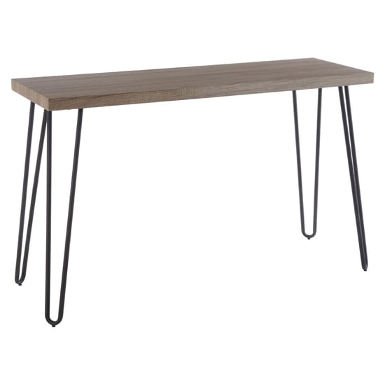 Read more about Boroh wooden console table with black metal legs in natural
