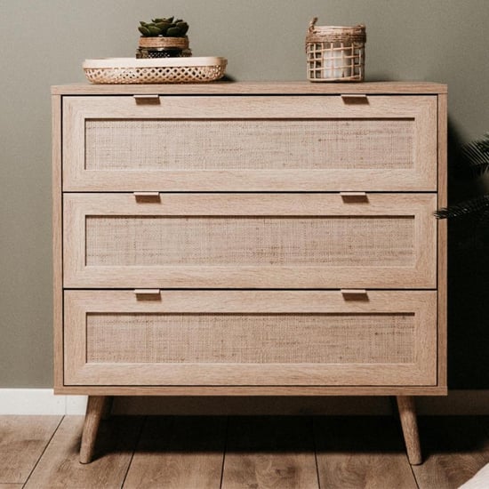 Product photograph of Borox Wooden Chest Of 3 Drawers In Sonoma Oak from Furniture in Fashion