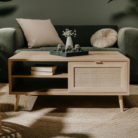 Read more about Borox wooden coffee table with 1 door in sonoma oak