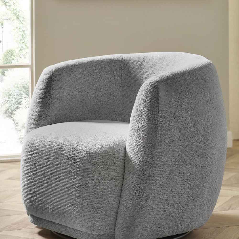 Borven Fabric Swivel Bedroom Chair in Fossil