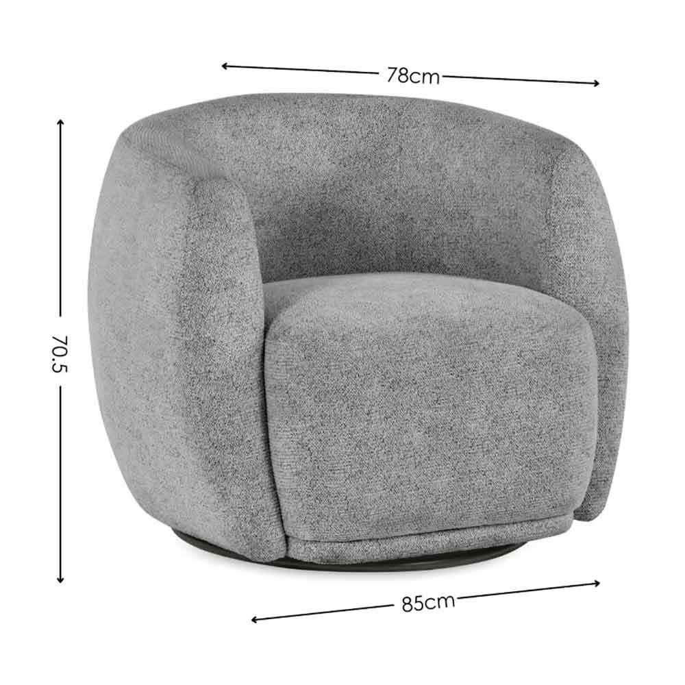 Borven Fabric Swivel Bedroom Chair in Fossil