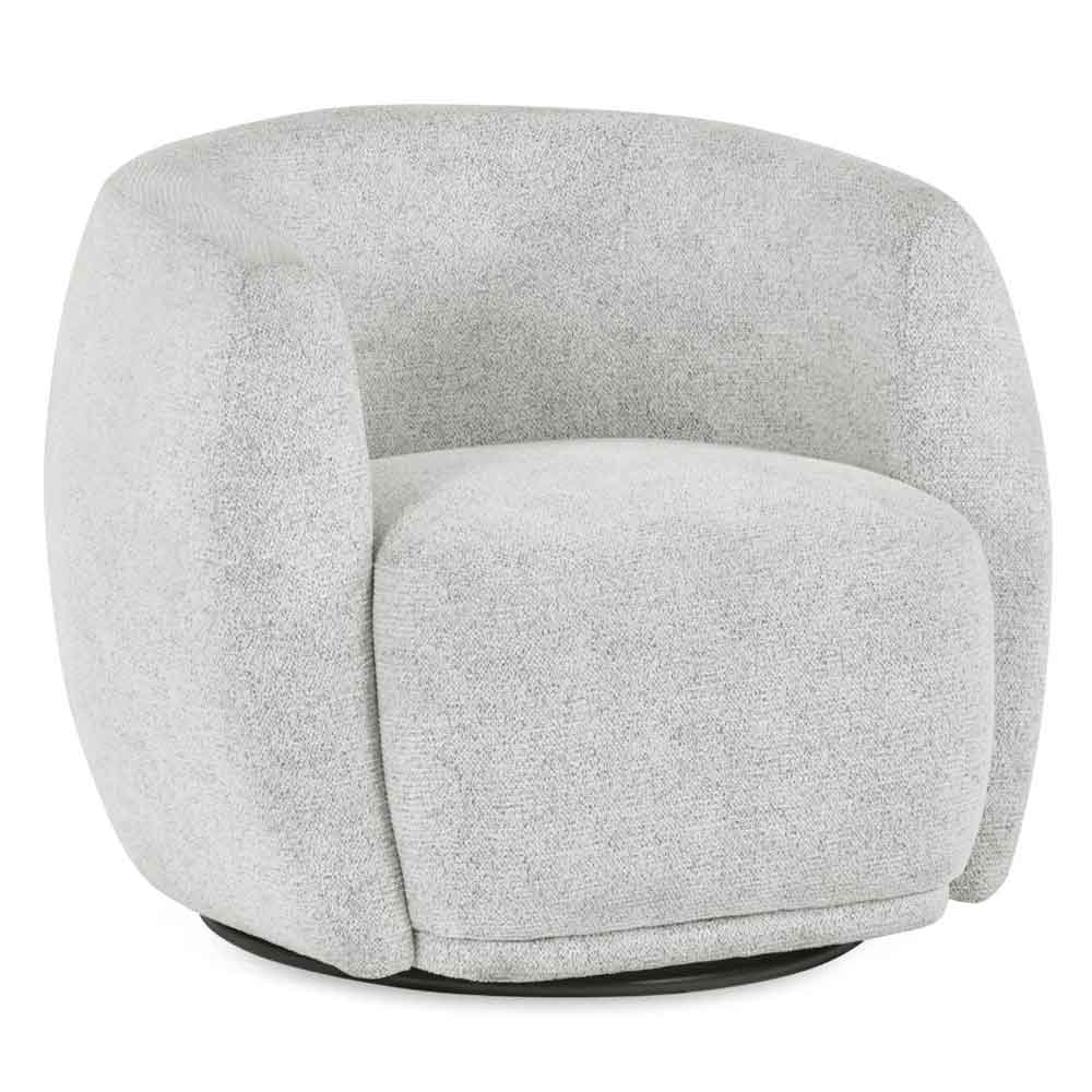 Borven Fabric Swivel Bedroom Chair in Oyster