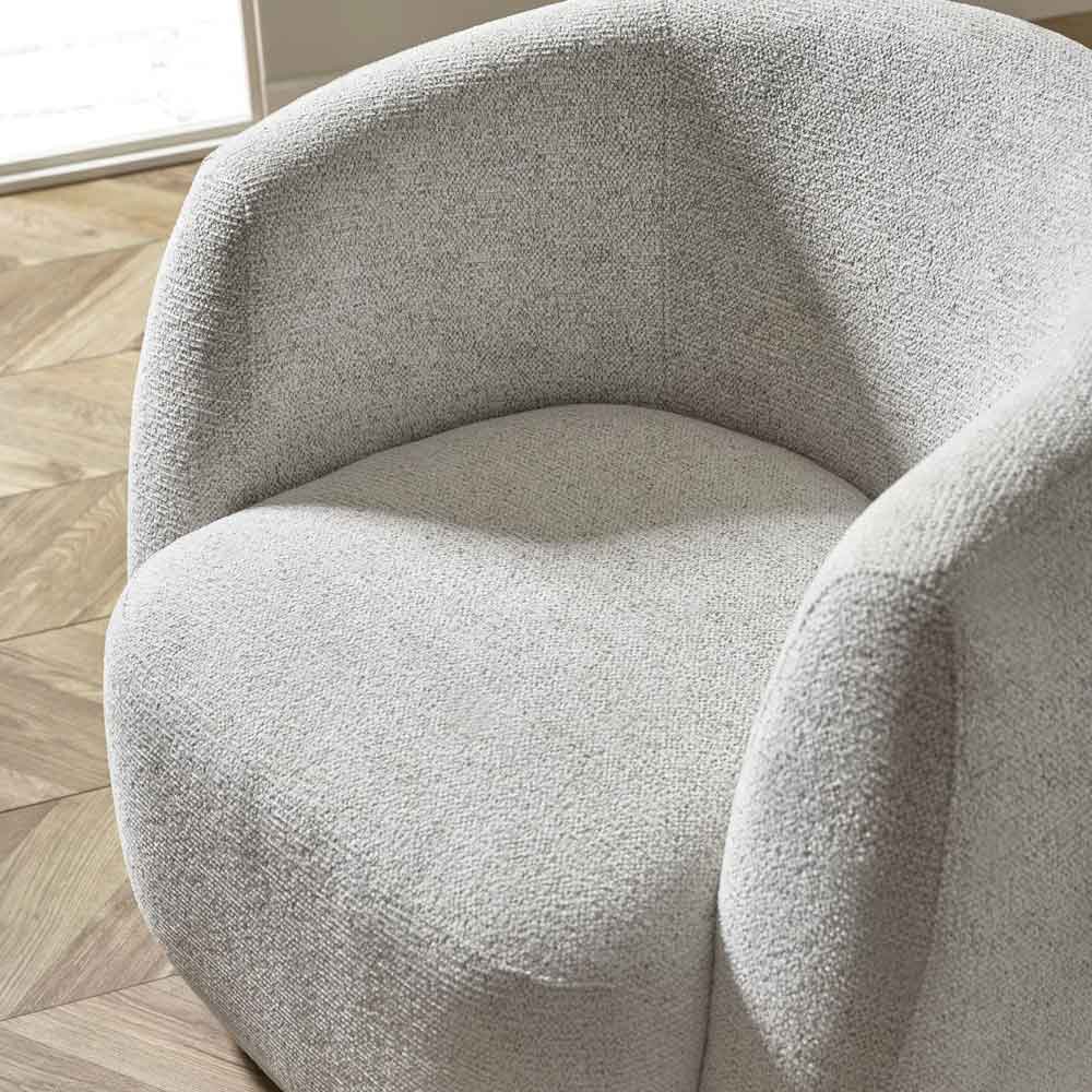 Borven Fabric Swivel Bedroom Chair in Oyster