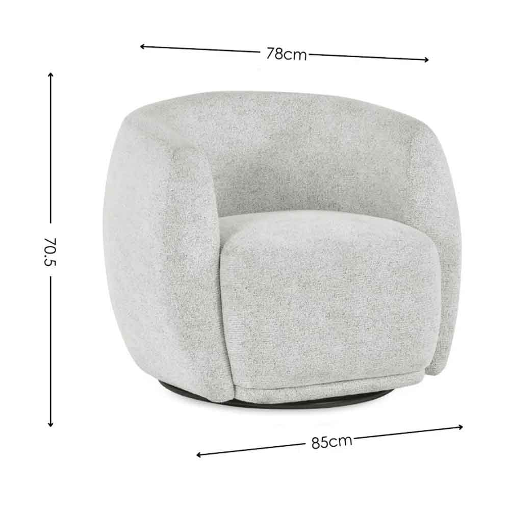Borven Fabric Swivel Bedroom Chair in Oyster