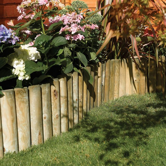 Photo of Bory set of 4 spiked 1.8m border roll in natural timber