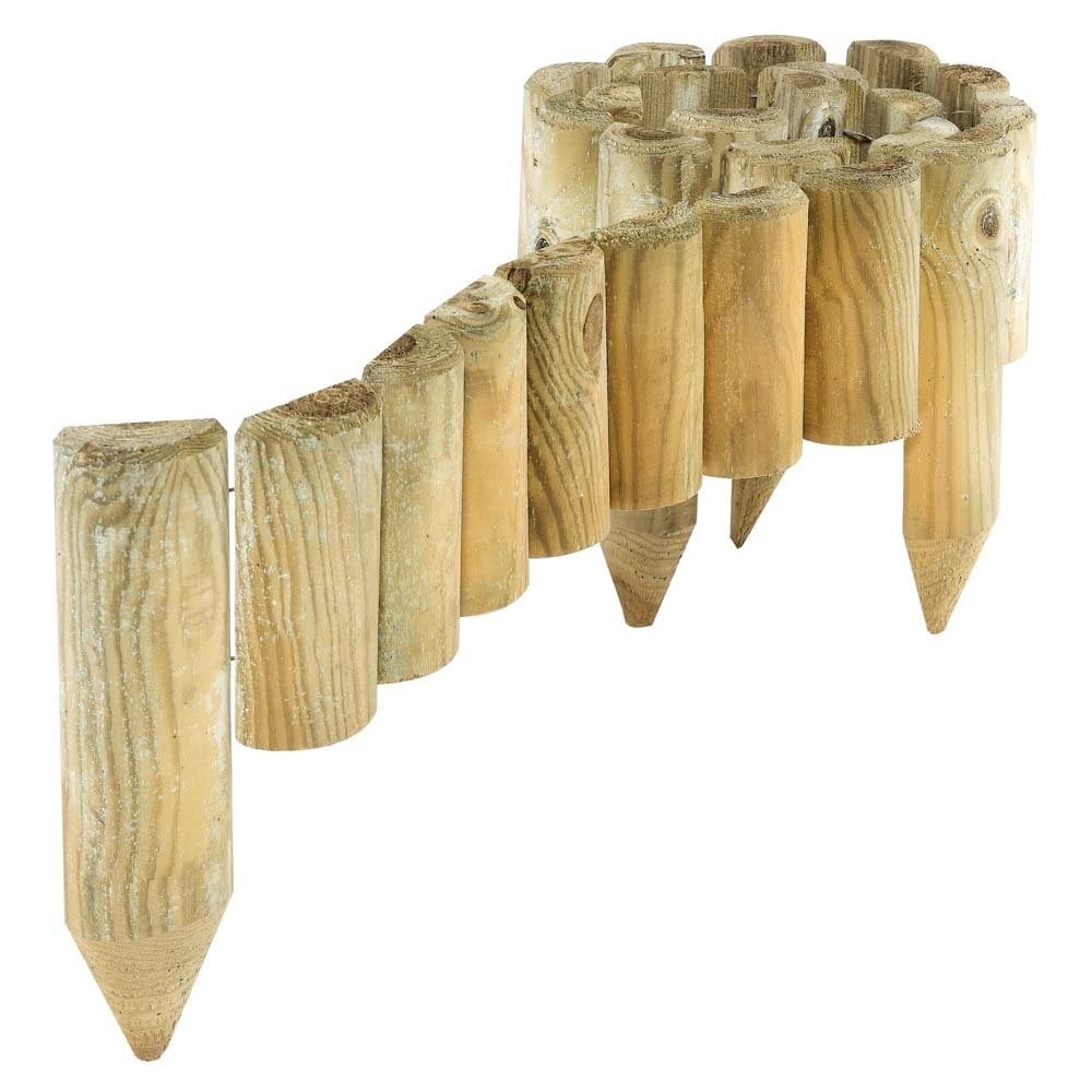 Bory Wooden Garden Set Of 4 Border Roll Fench In Natural