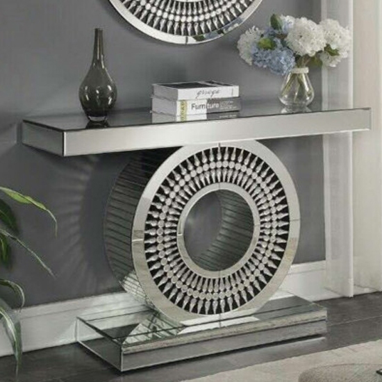 Bosaro Designer Mirrored Glass Console Table In Silver FiF