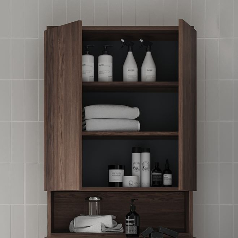 Bosco Wooden Wall Mounted Bathroom Cabinet in Dark Walnut