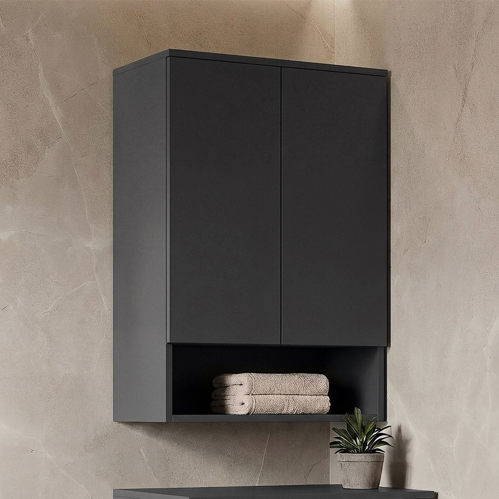 Bosco Wooden Wall Mounted Bathroom Cabinet in Matte Anthracite