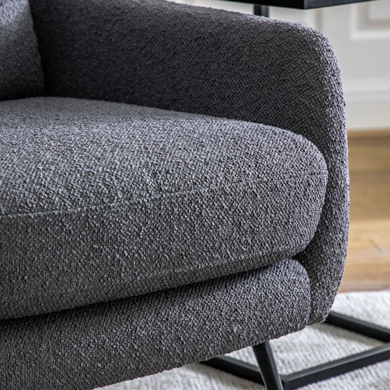 Bossier Fabric Armchair With Matt Black Legs In Dark Grey