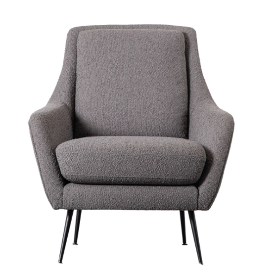Bossier Fabric Armchair With Matt Black Legs In Dark Grey