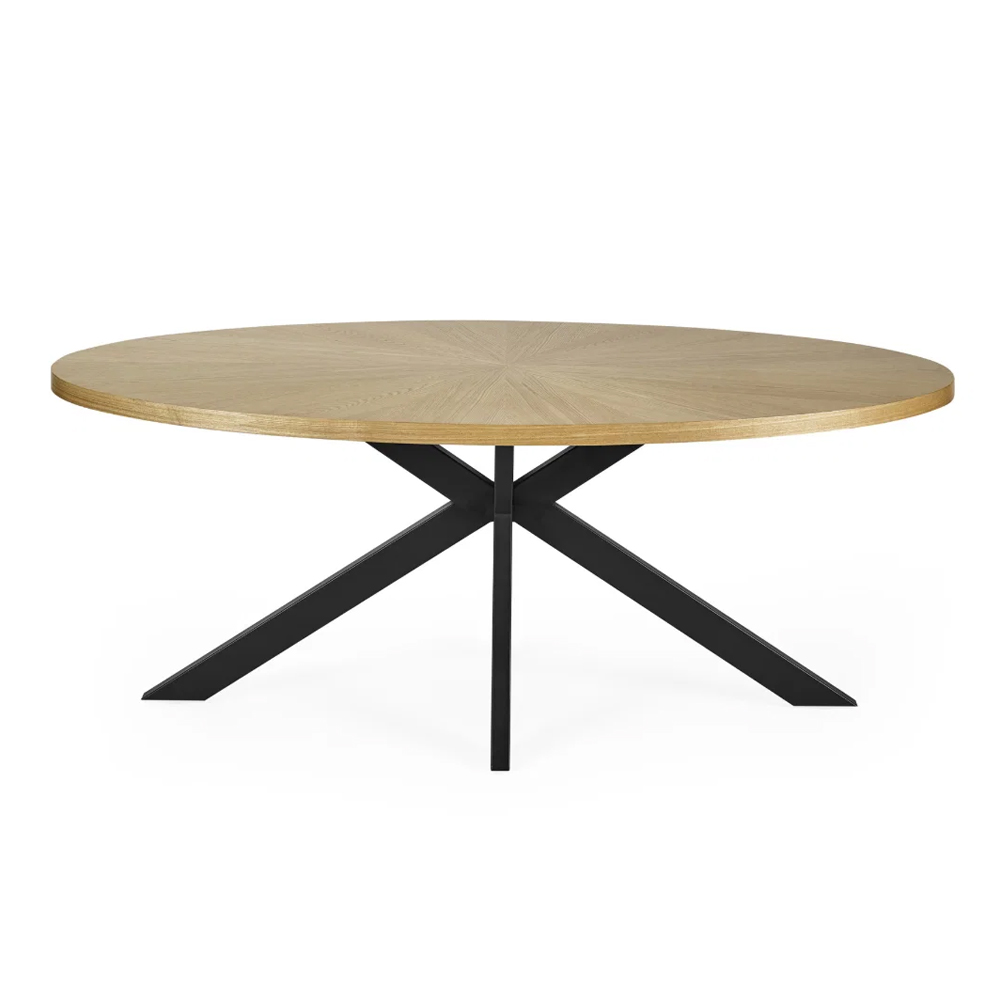 Bostel Oak Wooden Dining Table with 6 Parkerfield Brown Chairs