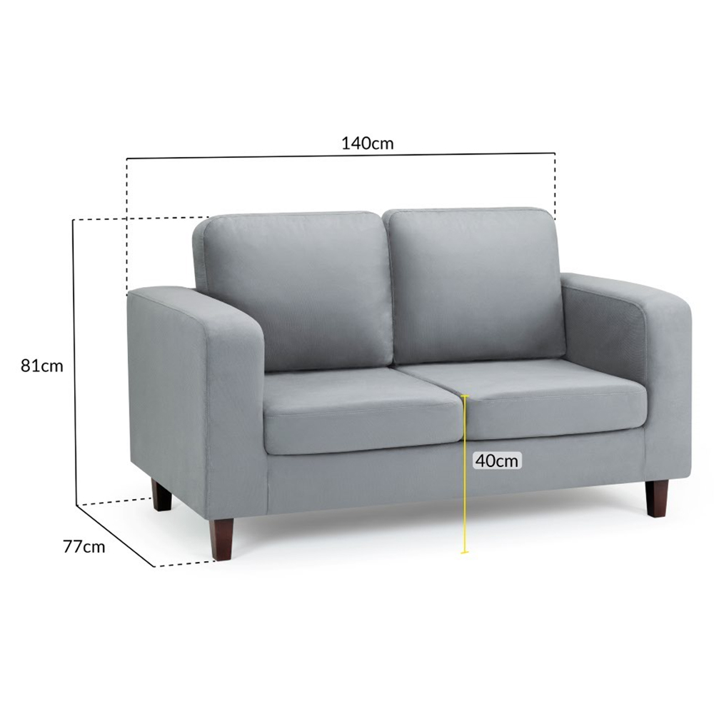 Boston Fabric 2 Seater Sofa In Grey