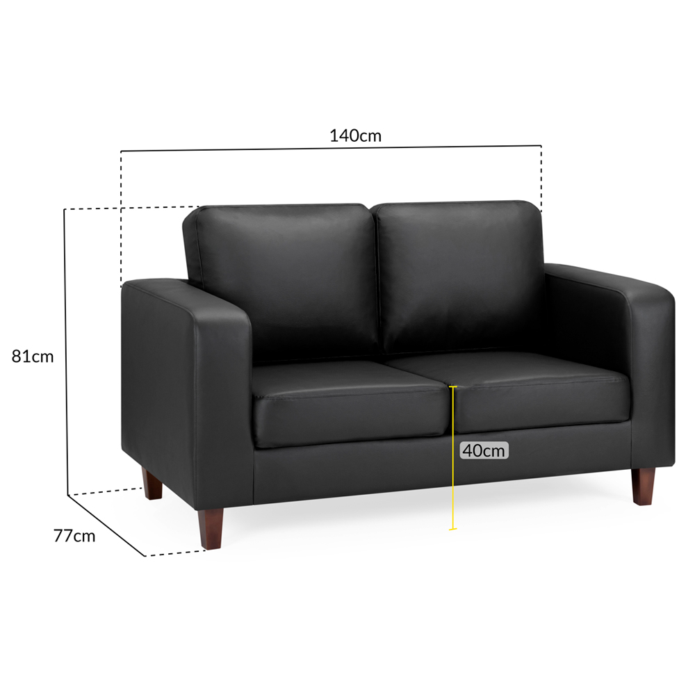 Boston Faux Leather 2 Seater Sofa In Black