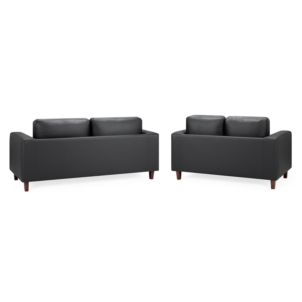 Boston Faux Leather 3+2 Seater Sofa Set In Black
